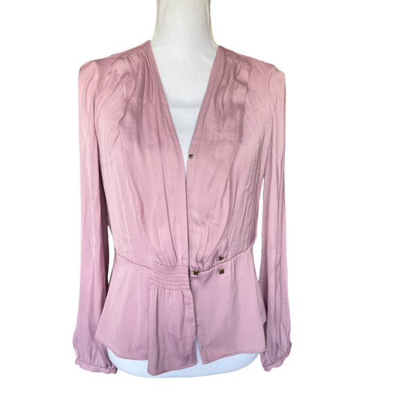 1. State Blouse Top Shirt Size Small Rose Peplum Long Sleeves,Surplice Neck - Picture 10 of 12